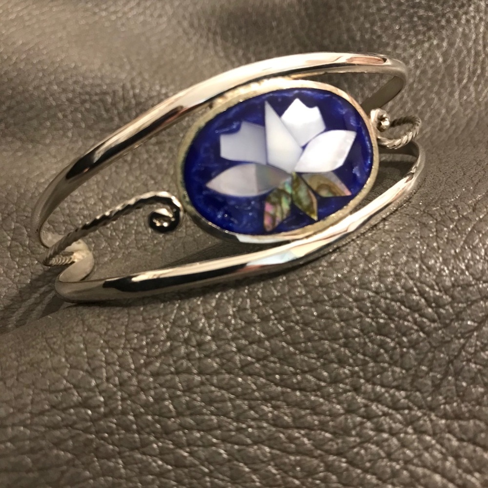 Silver cuff alpaca bracelet